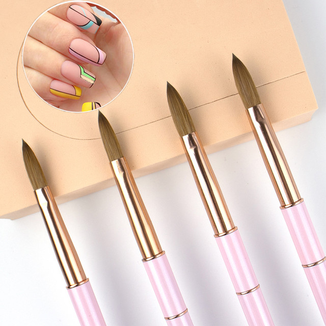 Kolinsky Sable Acrylic Nail Art Brush Pink Pen Nail Brush For Acrylic  Powder Application Salon Tips Extension Manicure Tool - Nail Brushes -  AliExpress